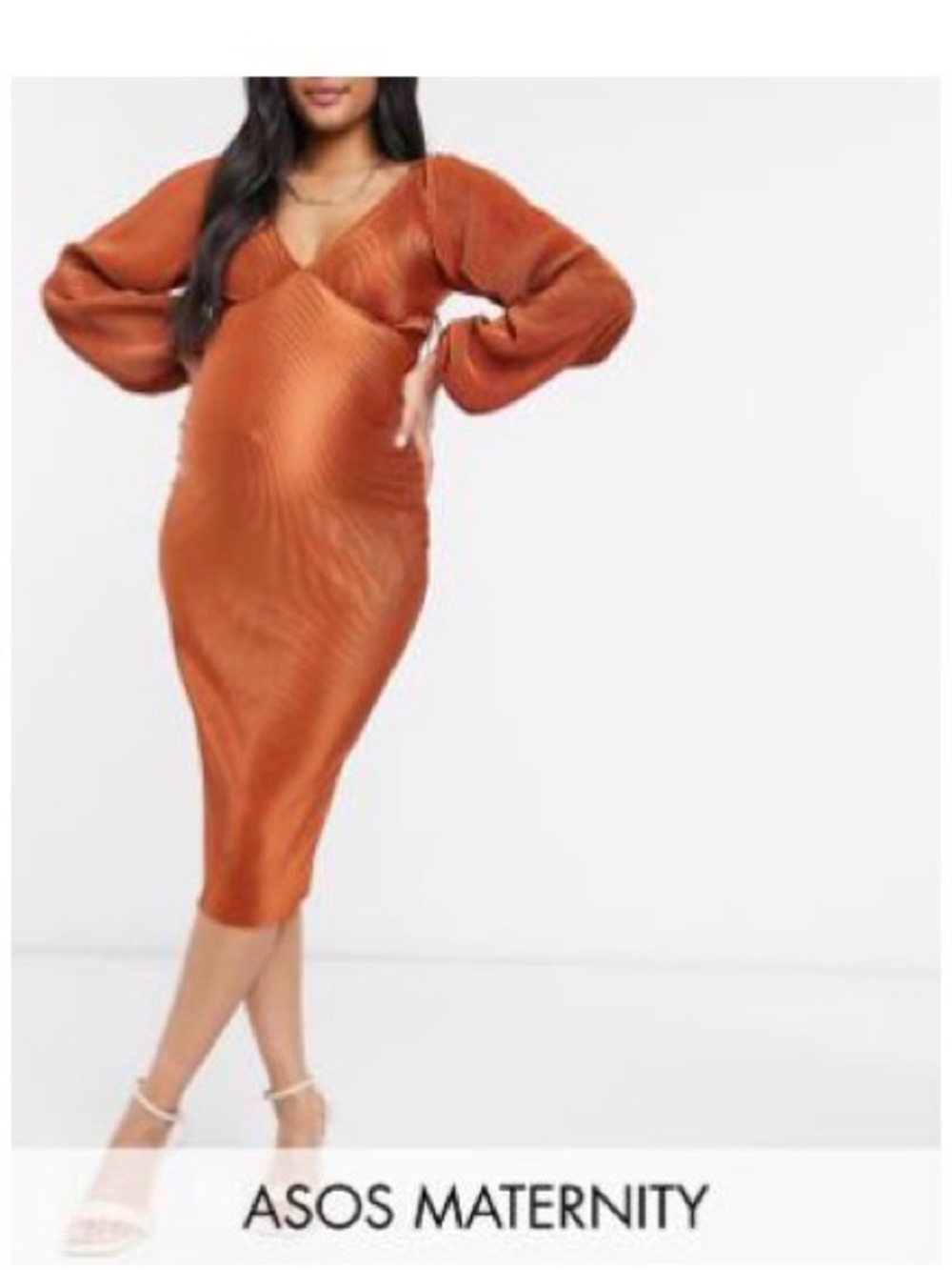ASOS Maternity Copper Ribbed Wrap Midi Dress